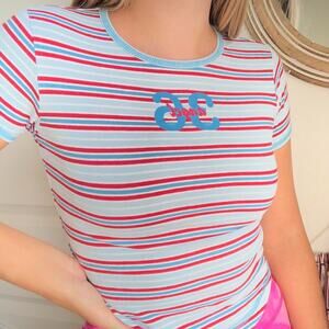 Vintage Y2K Striped Cherokee Angel Grapic Baby T Sz M